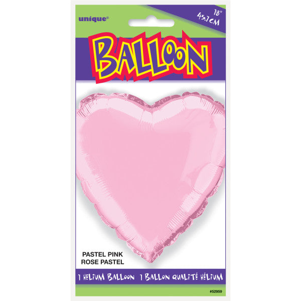 Pastel Pink Solid Heart Foil Balloon 18"