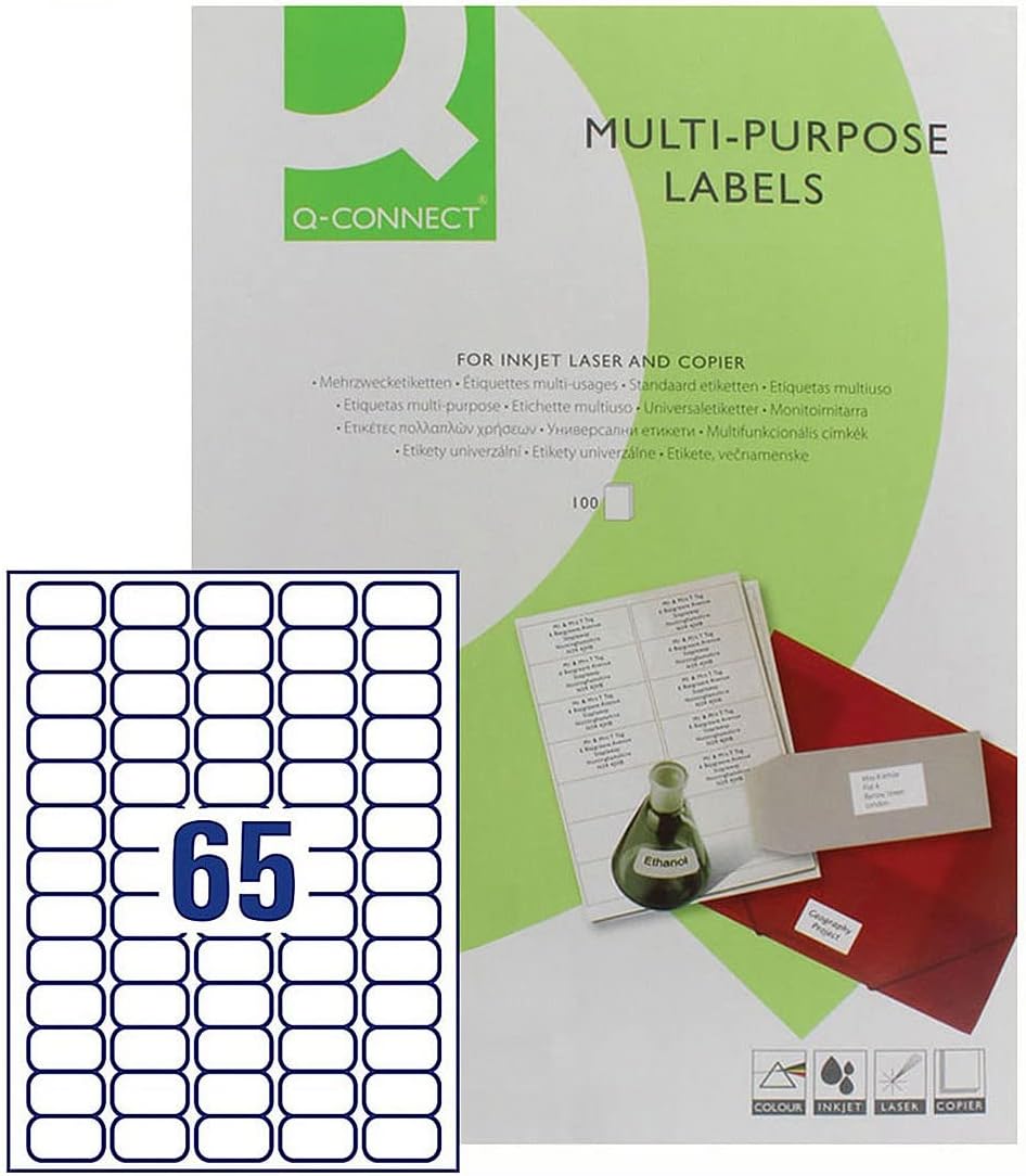 Pack of 6500 Multipurpose White Labels 38.1x21.2mm 65 Per Sheet