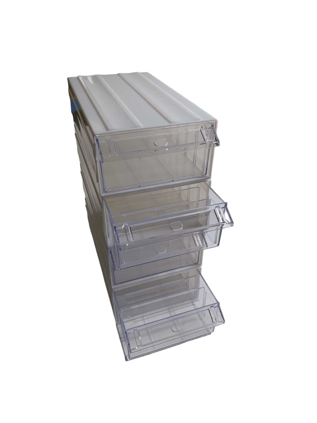 White Stackable Plastic Storage Drawers L322xW160xH87mm with Removable Compartments