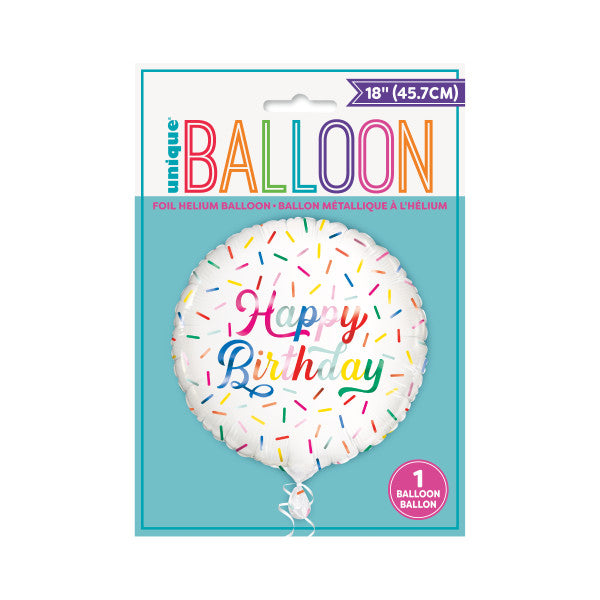 Birthday Sprinkle Happy Birthday Round 18" Foil Balloon