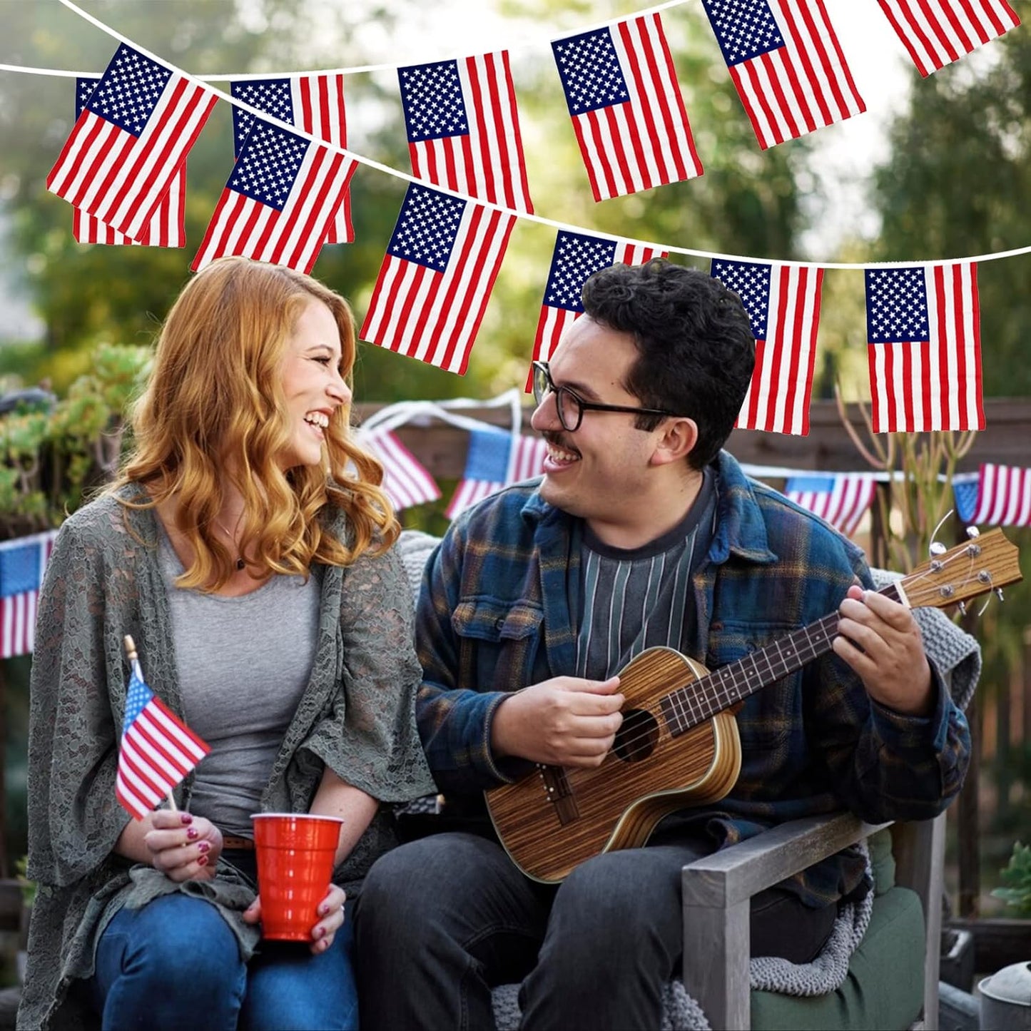 USA Rectangular Bunting 10m with 20 Flags