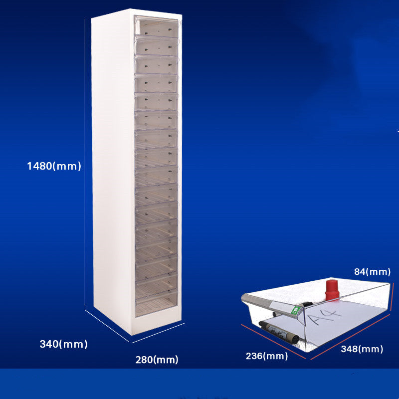 16 Drawer Filing Cabinet with Clear Drawers