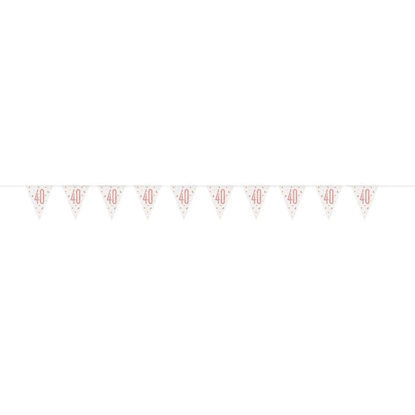 9ft Glitz Rose Gold Prismatic Plastic Number 40 Flag Banner