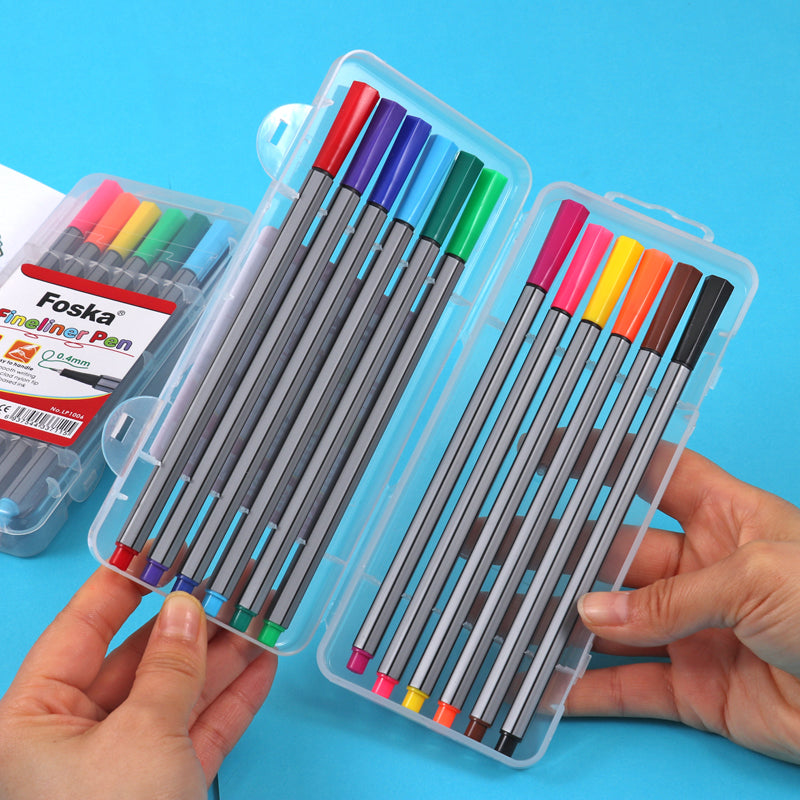 Pack of 12 Colour Art Drawing Fineliner Marker Pens