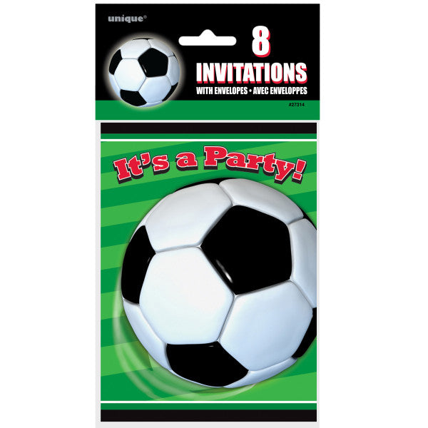 Pack of 8 3D Football Soccer Invitations with Envelopes