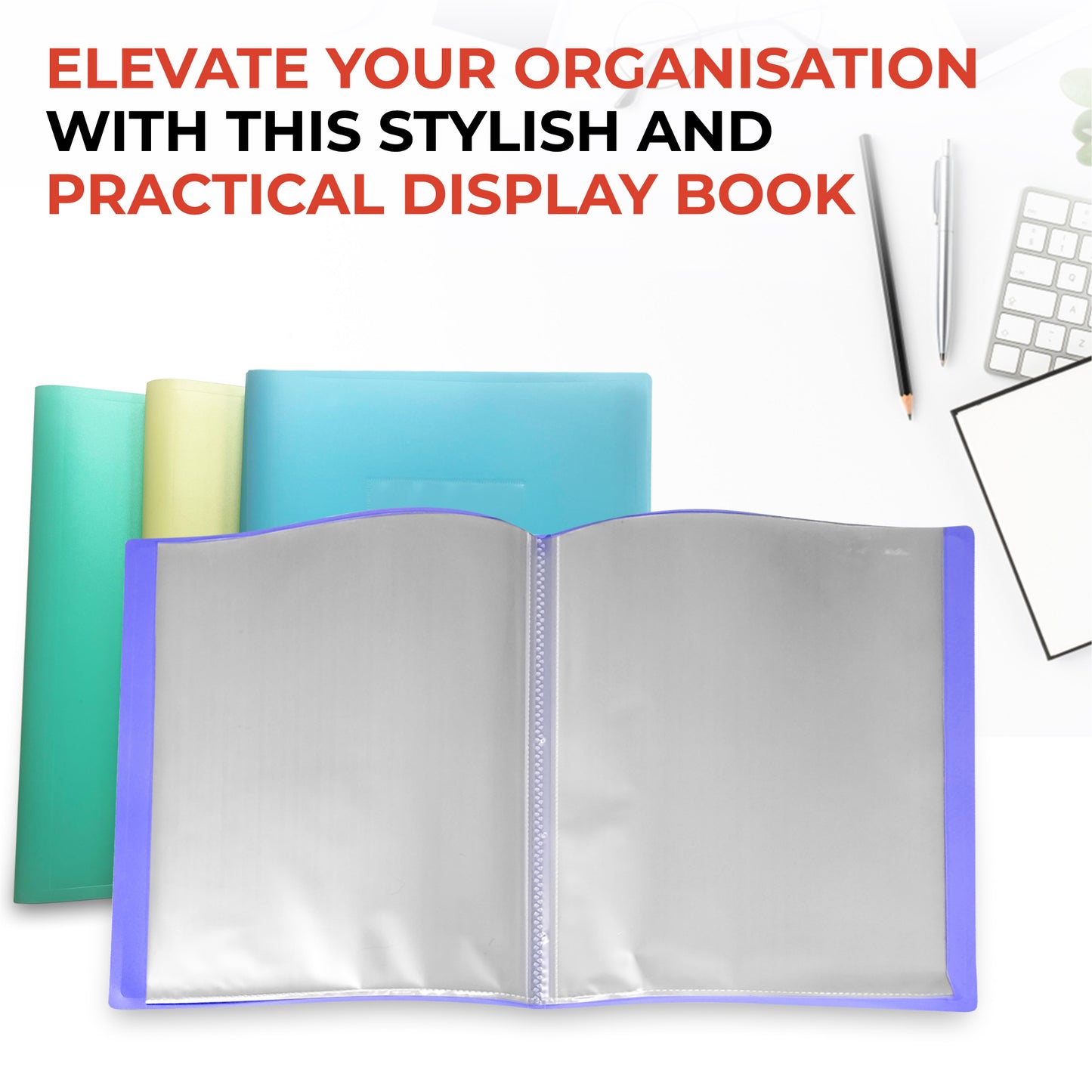 A4 Pastel Purple Coloured Flexicover 20 Pocket Display Book with Card Pocket