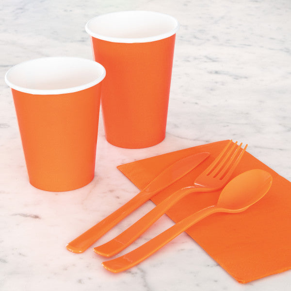 Pack of 14 Pumpkin Orange Solid 9oz Paper Cups