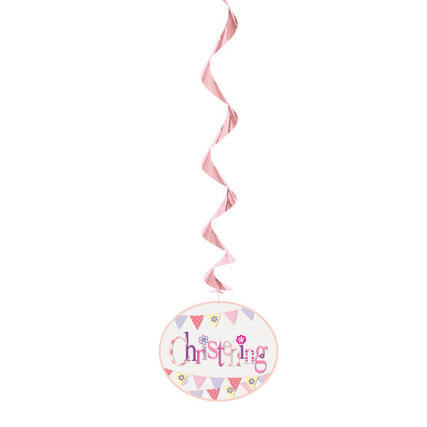 Pack of 3 26" Pink Bunting Christening Hanging Swirl Decorations