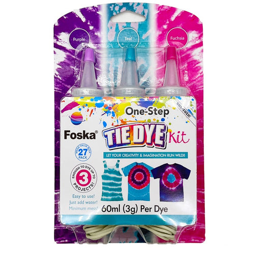 Pack of 3 Colours Tie Dye Kit - Purple, Teal, Fuchsia