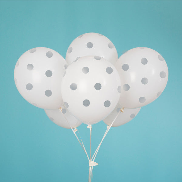 Pack of 6 Silver Dots 12" Latex Balloons