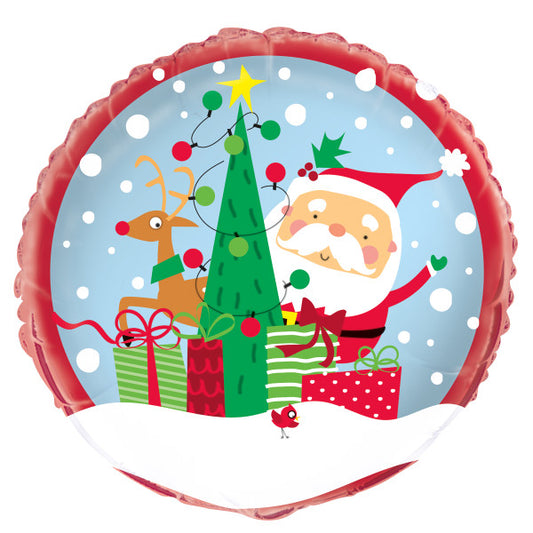 Colorful Santa Round Christmas Foil Balloon 18"