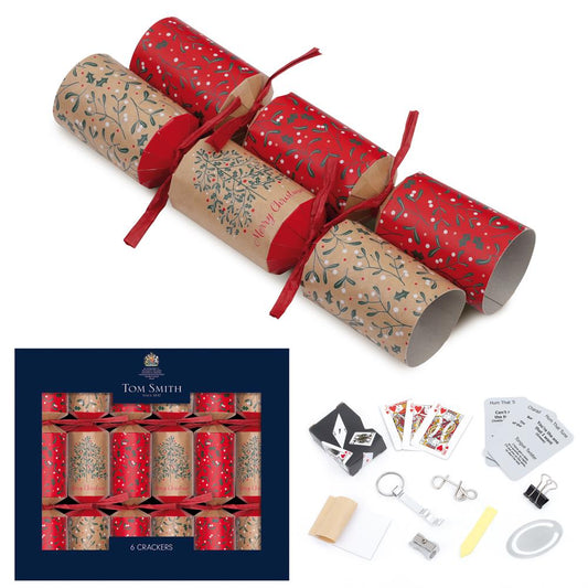 Pack of 6 8" Merry Berry Design Luxury Christmas Crackers