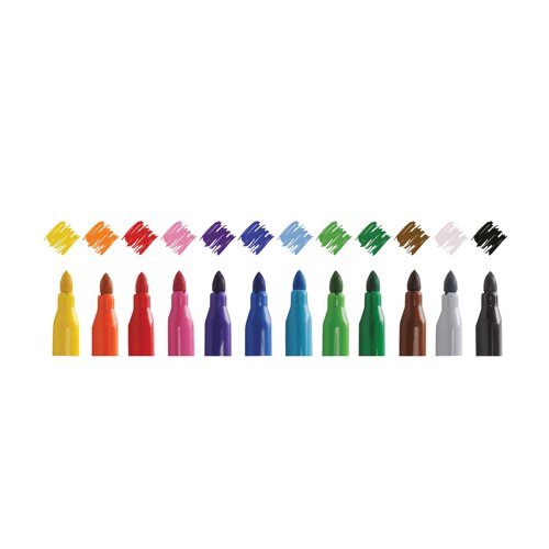 Pack of 12 Swash KOMFIGRIP Broad Tip Assorted Colouring Pens