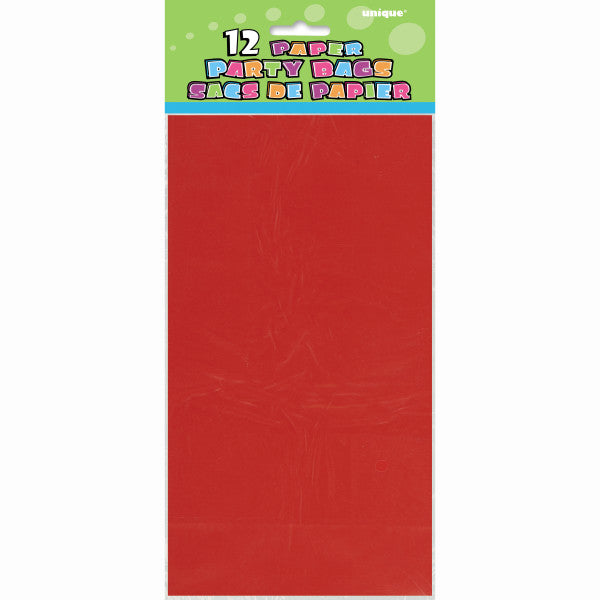 Pack of 12 Ruby Red Paper Party Bags