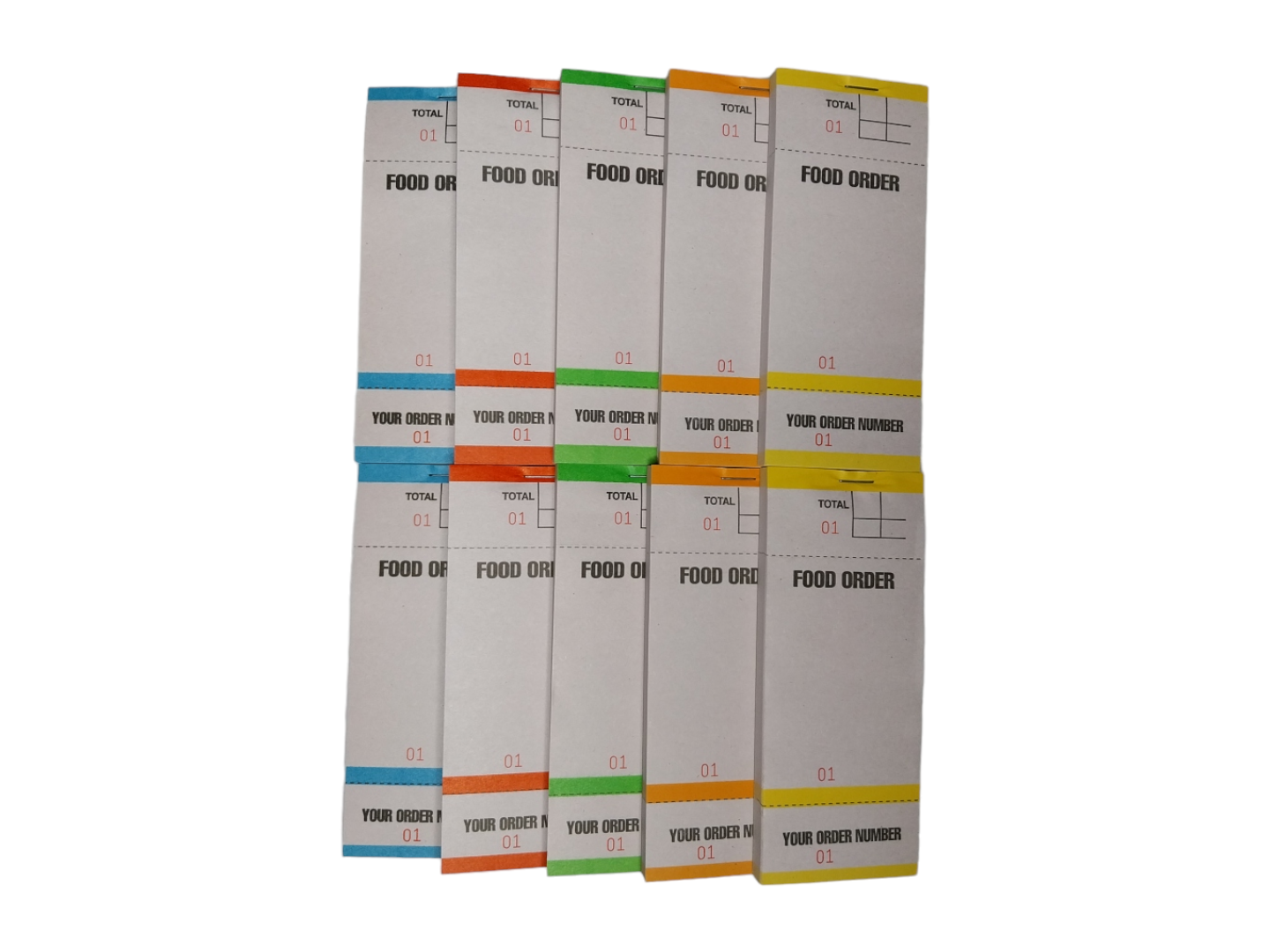 Pack of 10 63mm x 152mm Assorted Coloured Strip Restaurant Service Pads