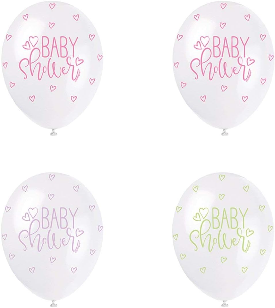 Pack of 5 Assorted Pastel Baby Shower 12" Latex Balloons