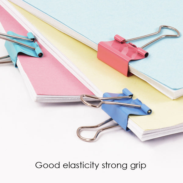 Pack of 60 15mm Assorted Colour Fold Back Binder Clips