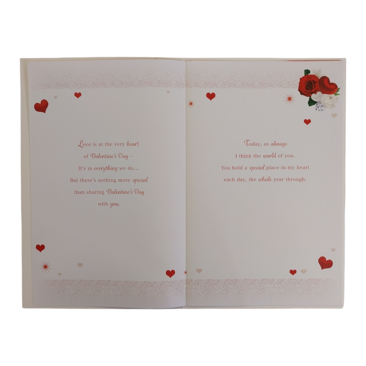 To My Wife Roses Heart Design 8 Page Insert Valentine's Day Card