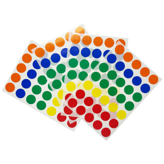 Pack of 140 Assorted Colour 13mm Round Labels - Stickers