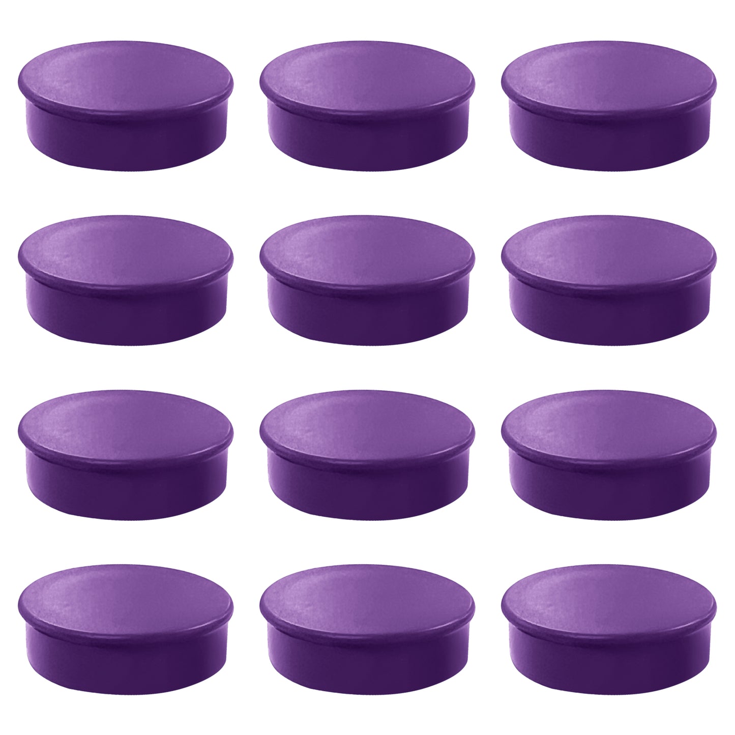 Pack of 36 Purple Coloured Round Flat Magnets - 24mm Whiteboard Notice Board Office Fridge