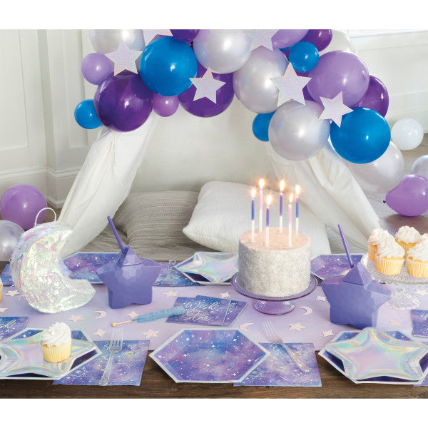 Assorted Lavender, Purple, Royal Blue, & Silver Balloon Arch Kit With Diecut Stars