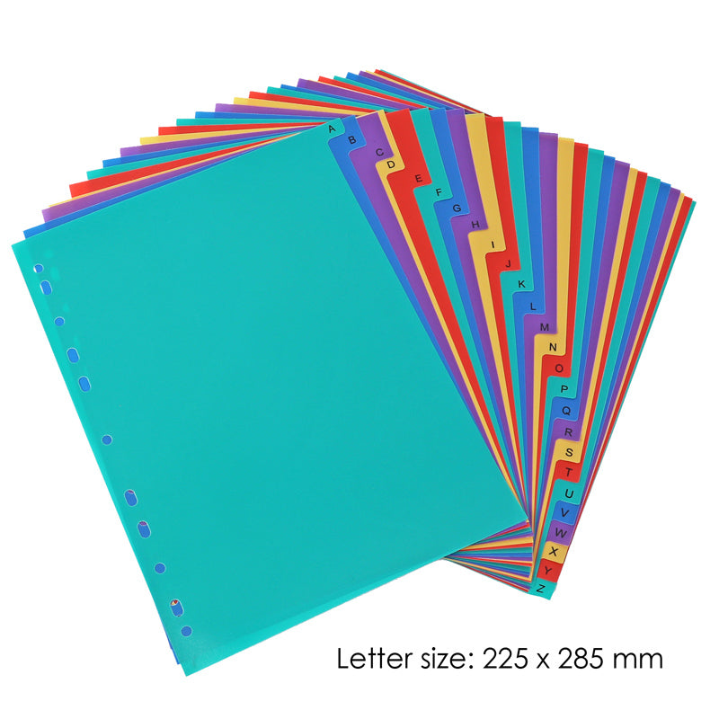 A-Z Multicoloured Tab Plastic Index Dividers