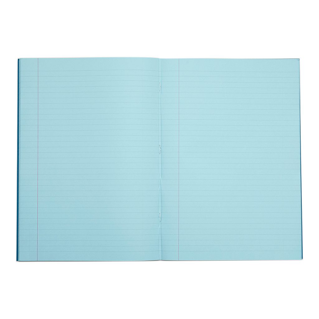 Rhino A4 48 Page Light Blue with Blue Tinted Paper 8mm Lined with Margin Exercise Book