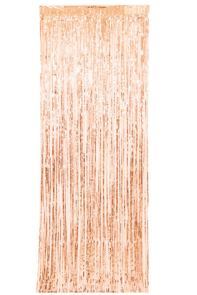 Rose Gold Fringe Door Curtain, 3 x 8 ft