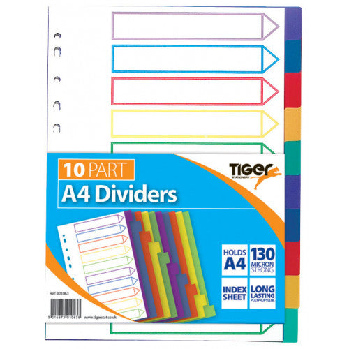 A4 10 Part Polypropylene Dividers