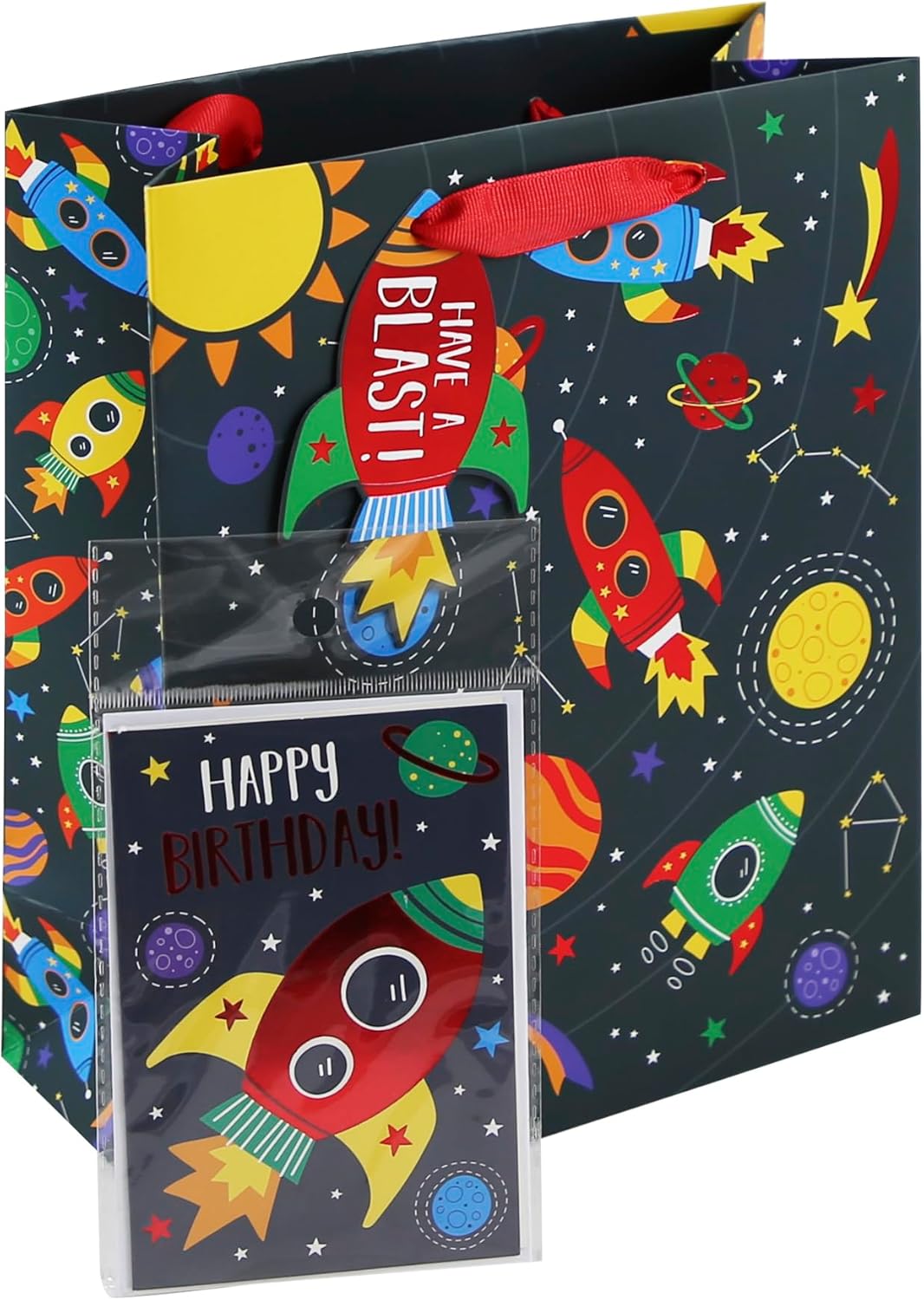 Space Theme Solar System Happy Birthday Medium Gift Bag