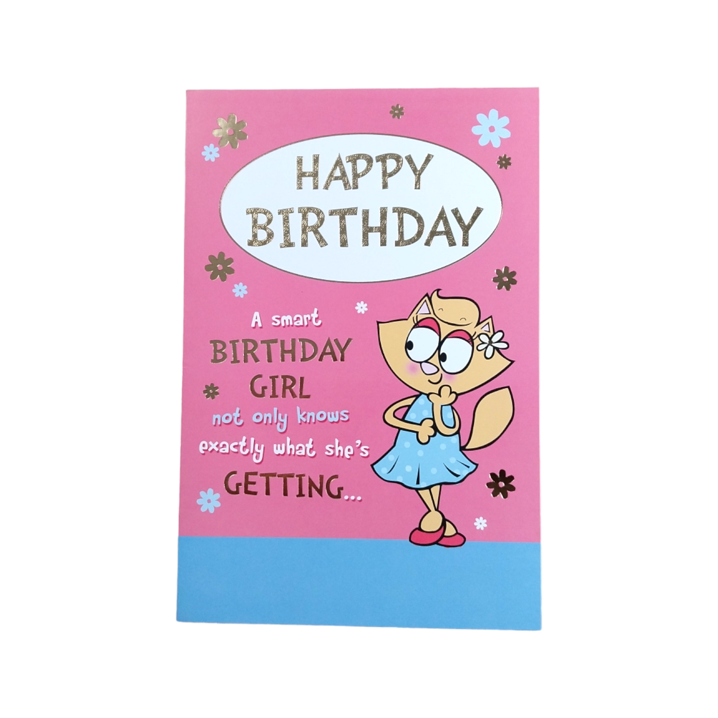 Cute Cat Design Open Female Birthday Witty Words Card