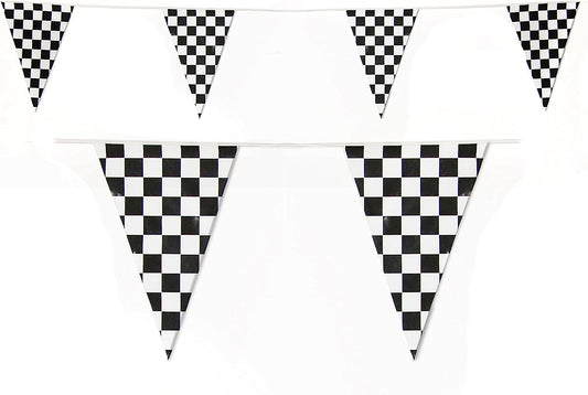 Chequered Black & White Bunting 10m with 20 Pennants