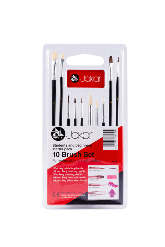 10 Piece Assorted Size Artists Brush Set