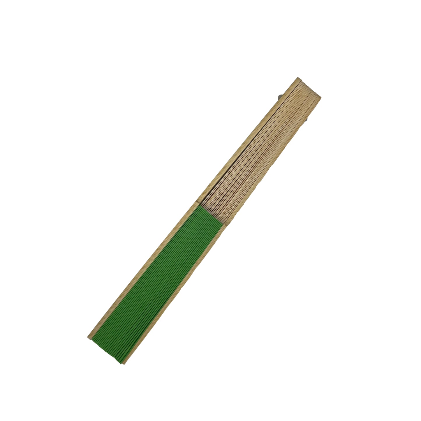 Green Paper Foldable Hand Held Bamboo Wooden Fan by Parev