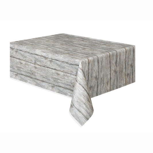 Rustic Wood Rectangular Plastic Table Cover, 54"x108"