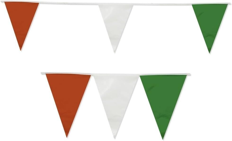 Green, Red and White Bunting 10m with 20 Pennants