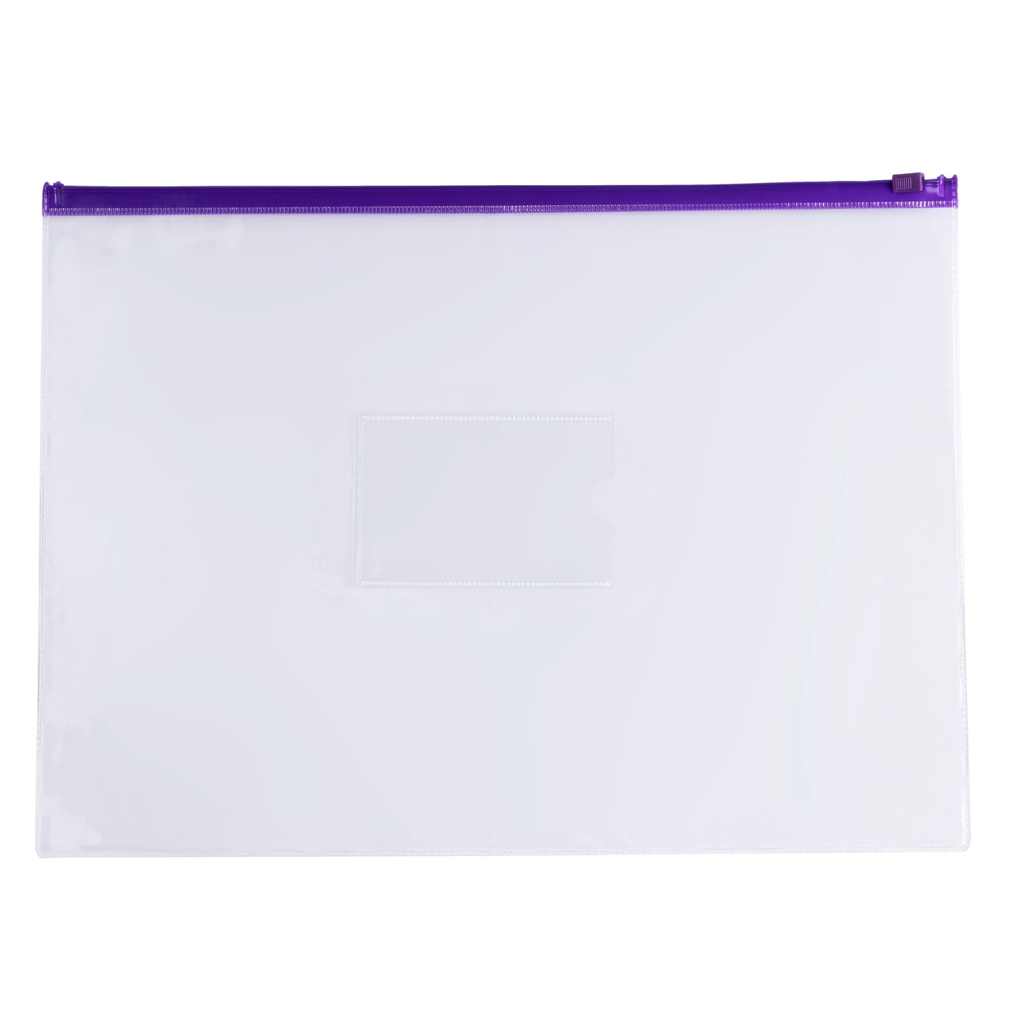 Pack of 12 A4 Clear Zippy Bags with Purple Zip