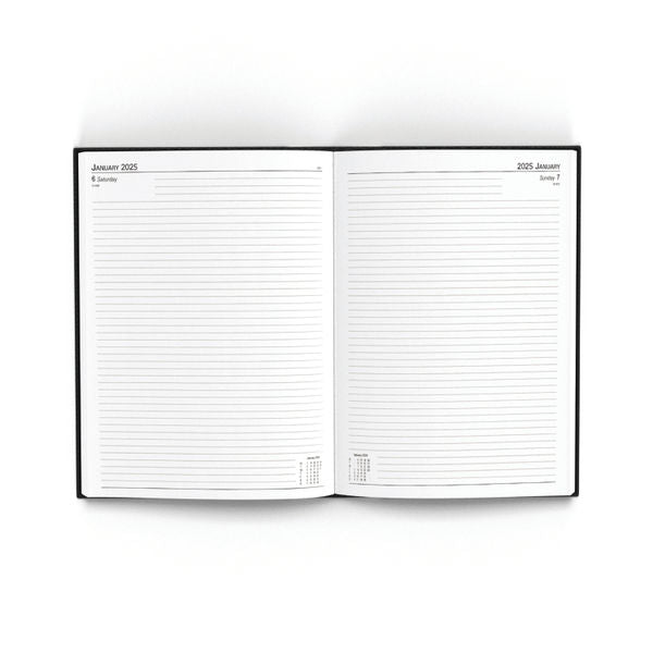 2025 A4 Day Per Page Black Desk Diary