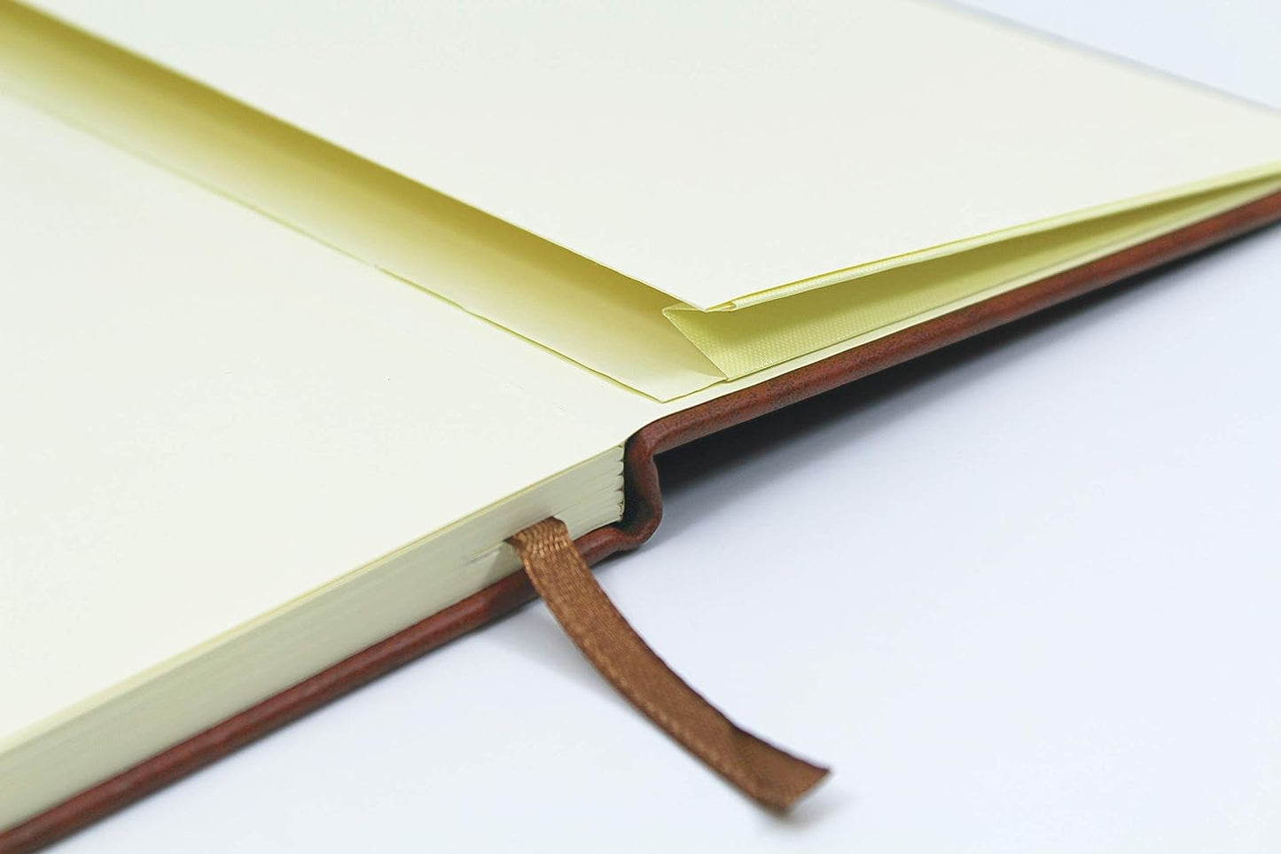 A5 160Pages Executive Soft Feel Tan Ruled Notebook with Marker Ribbon