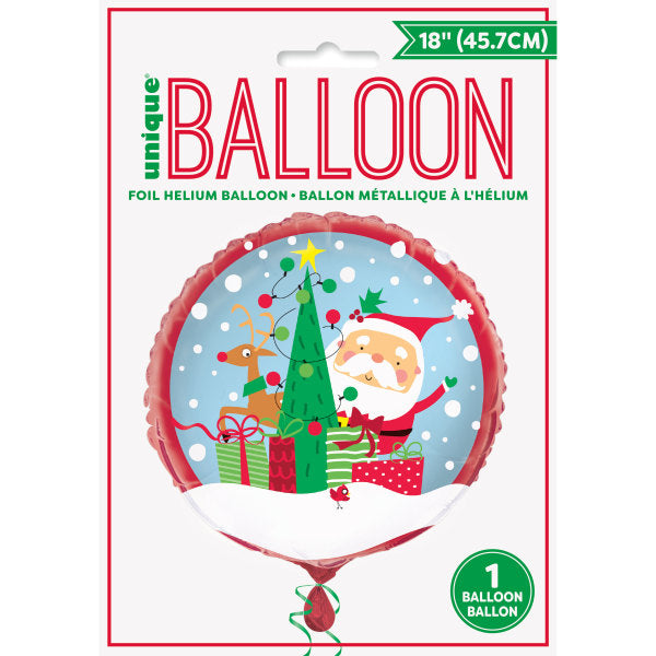 Colorful Santa Round Christmas Foil Balloon 18"