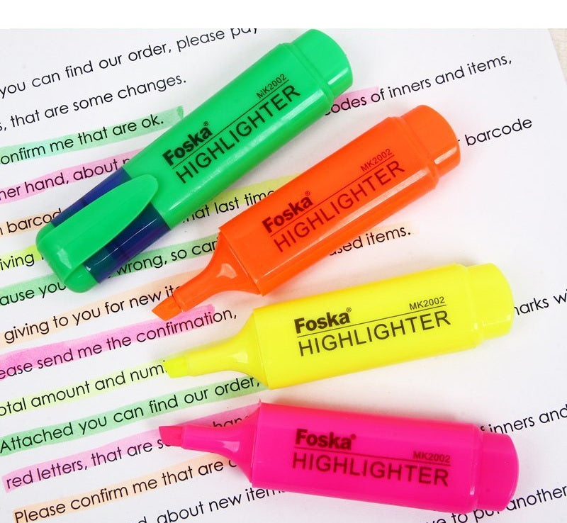 Pack of 10 Blue Coloured Highlighter Pens - Chisel Tip