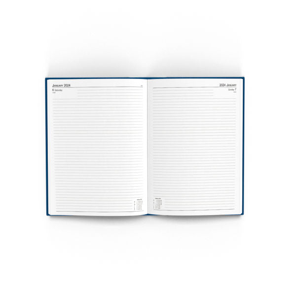 2024 A4 Day Per Page Blue Desk Diary