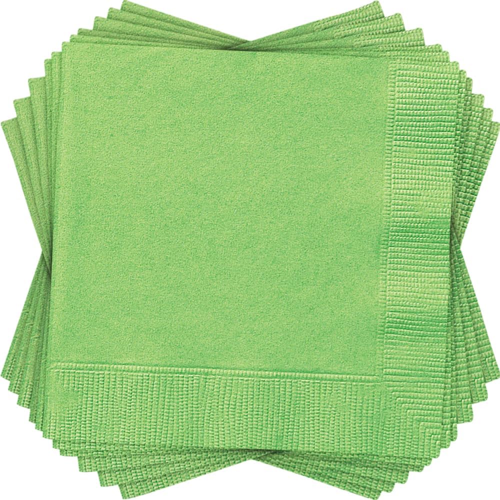 Pack of 20 Lime Green Solid Beverage Napkins