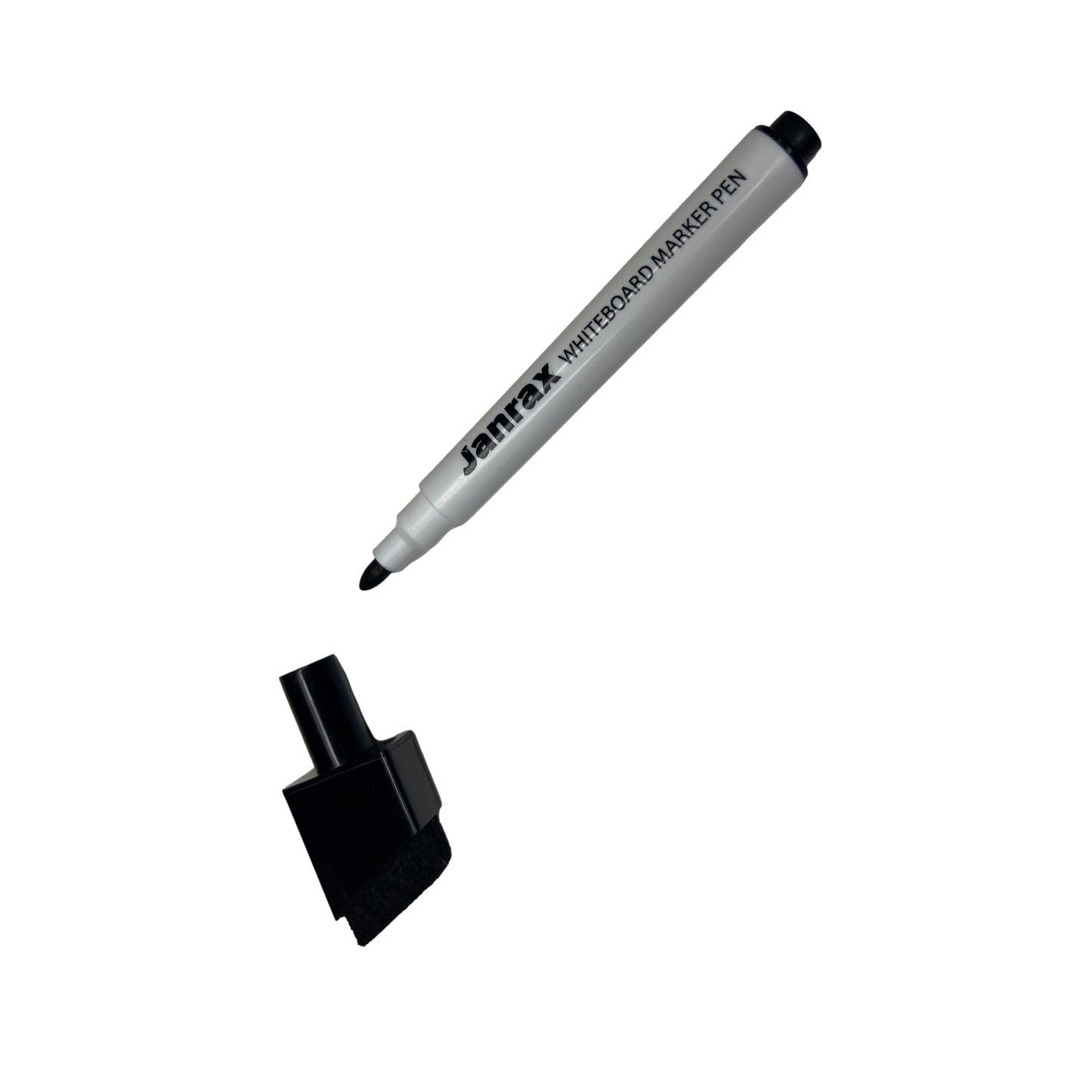 Pack of 12 Magnetic Whiteboard Black Marker Pens with Dry Wipe Eraser