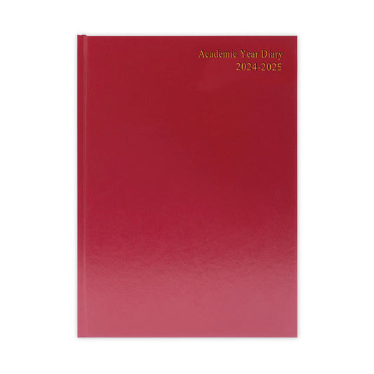 Janrax 2024-2025 A5 Day Per Page Burgundy Academic Diary