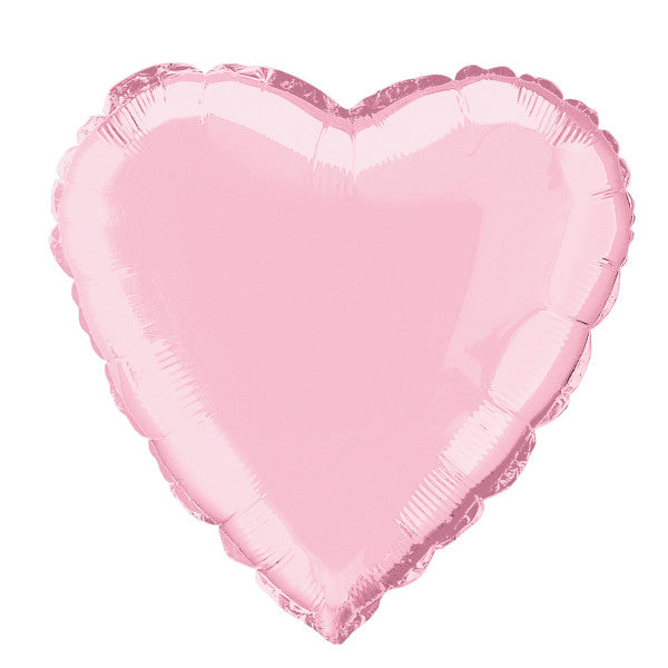 Pastel Pink Solid Heart Foil Balloon 18"