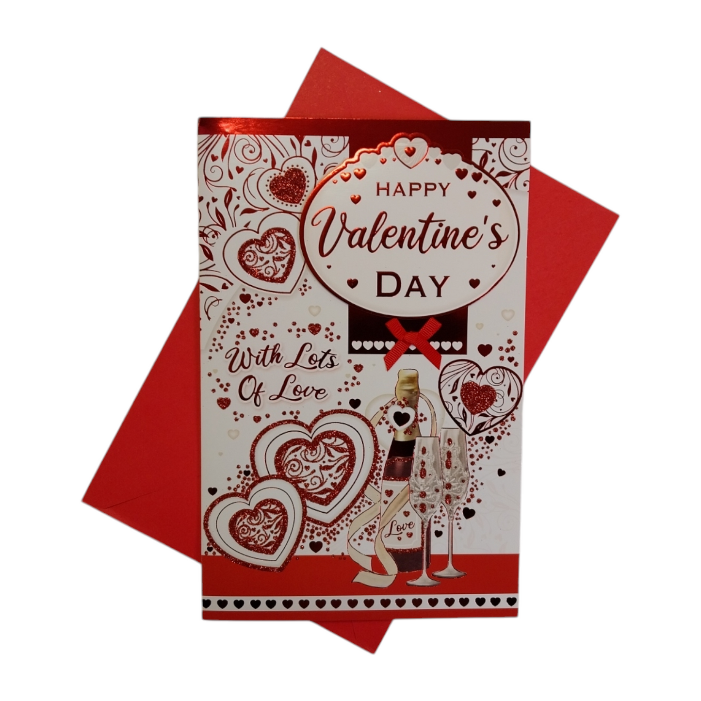 Red Glitter Hearts Classic Design Valentine's Day Card