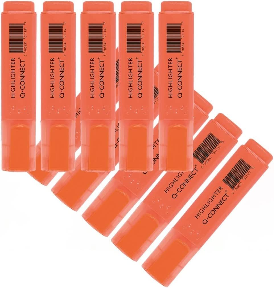 Pack of 10 Orange Highlighter Pens