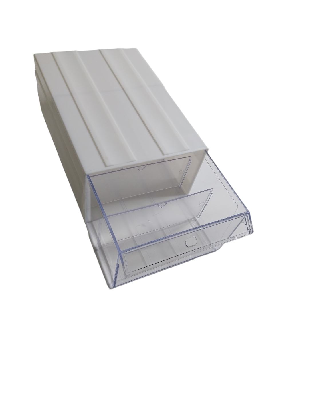 White Stackable Plastic Storage Drawers L288xW182xH111mm with Removable Compartments