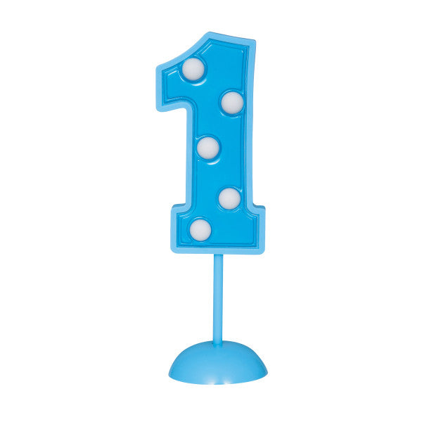 Blue Flashing Number 1 Cake Decoration